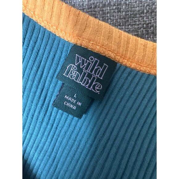 Wild Fable Womens Size Large Ribbed Tank Tops Set of 2 Green & Multicolor Trim - Picture 4 of 13